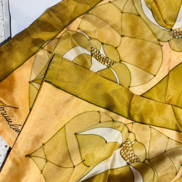 💛 Vintage Art Deco Silk Scarf by Louise Lincourt - Picture 4 of 6